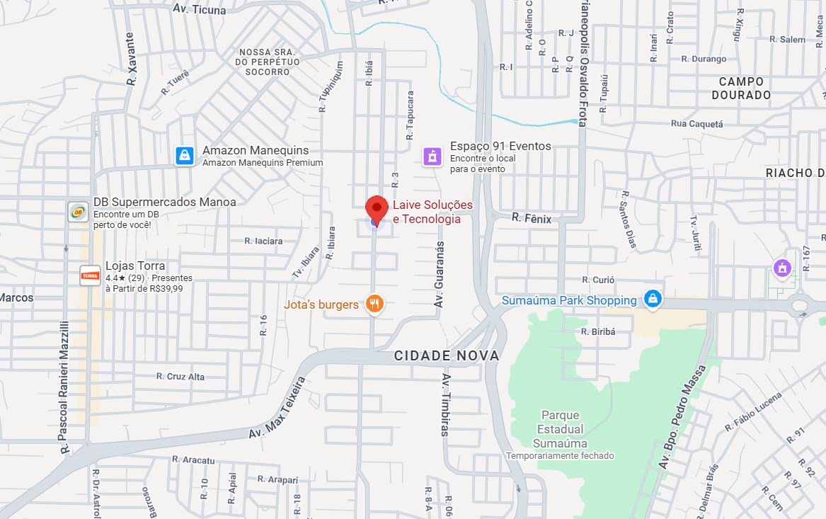 Mapa da localização da Laive em Nova Cidade, Manaus
